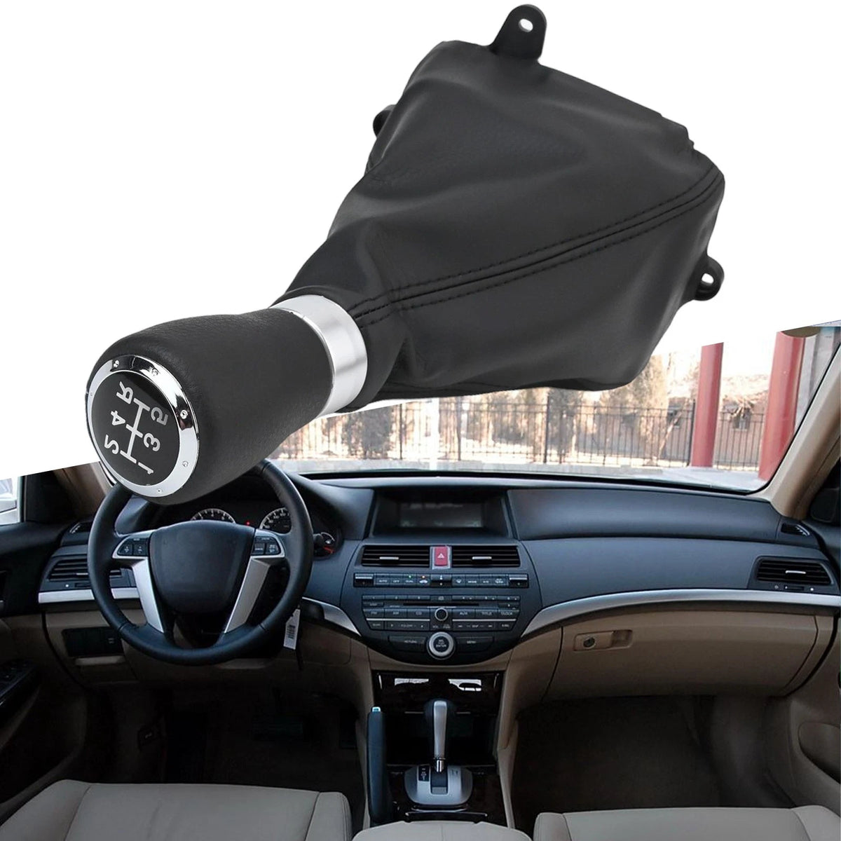 Black Gear Shift Knob Boot for Honda Accord VIII (2008–2014)