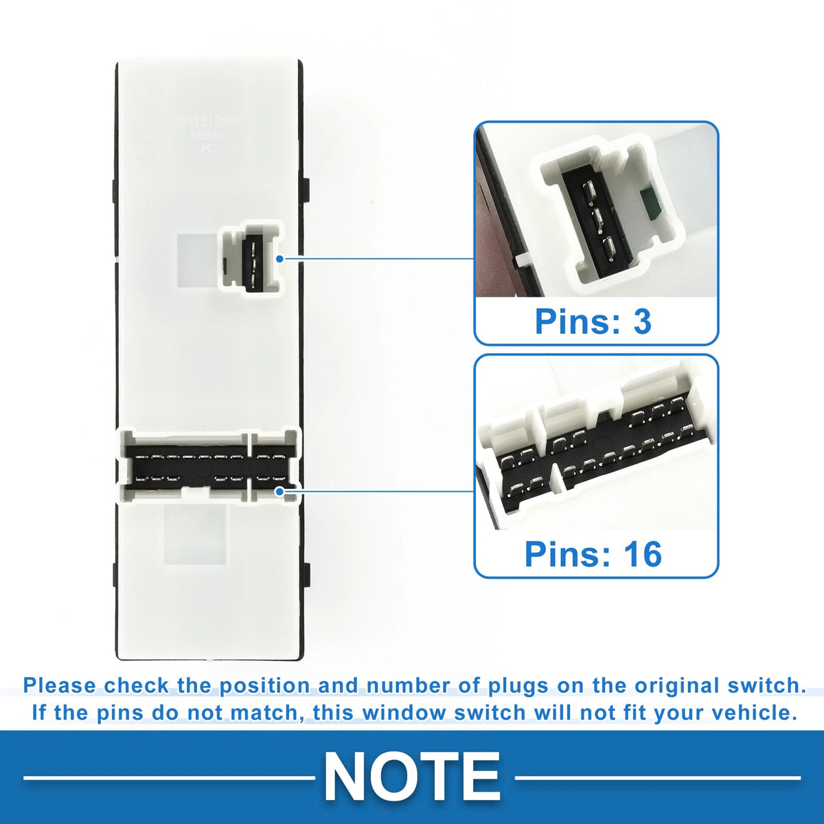 Front Right Power Window Switch for Nissan Almera (2016)