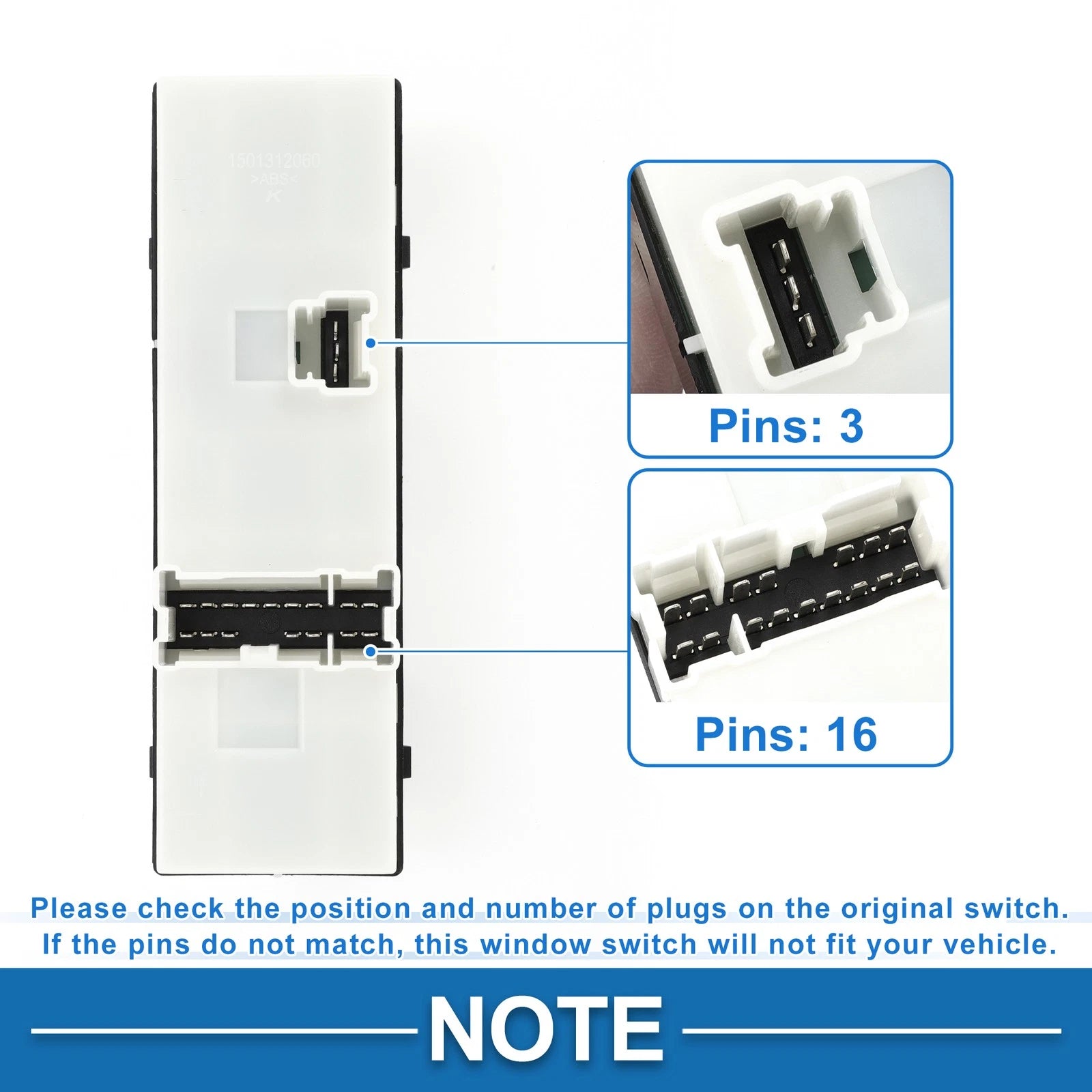 Front Right Power Window Switch for Nissan Almera (2016)