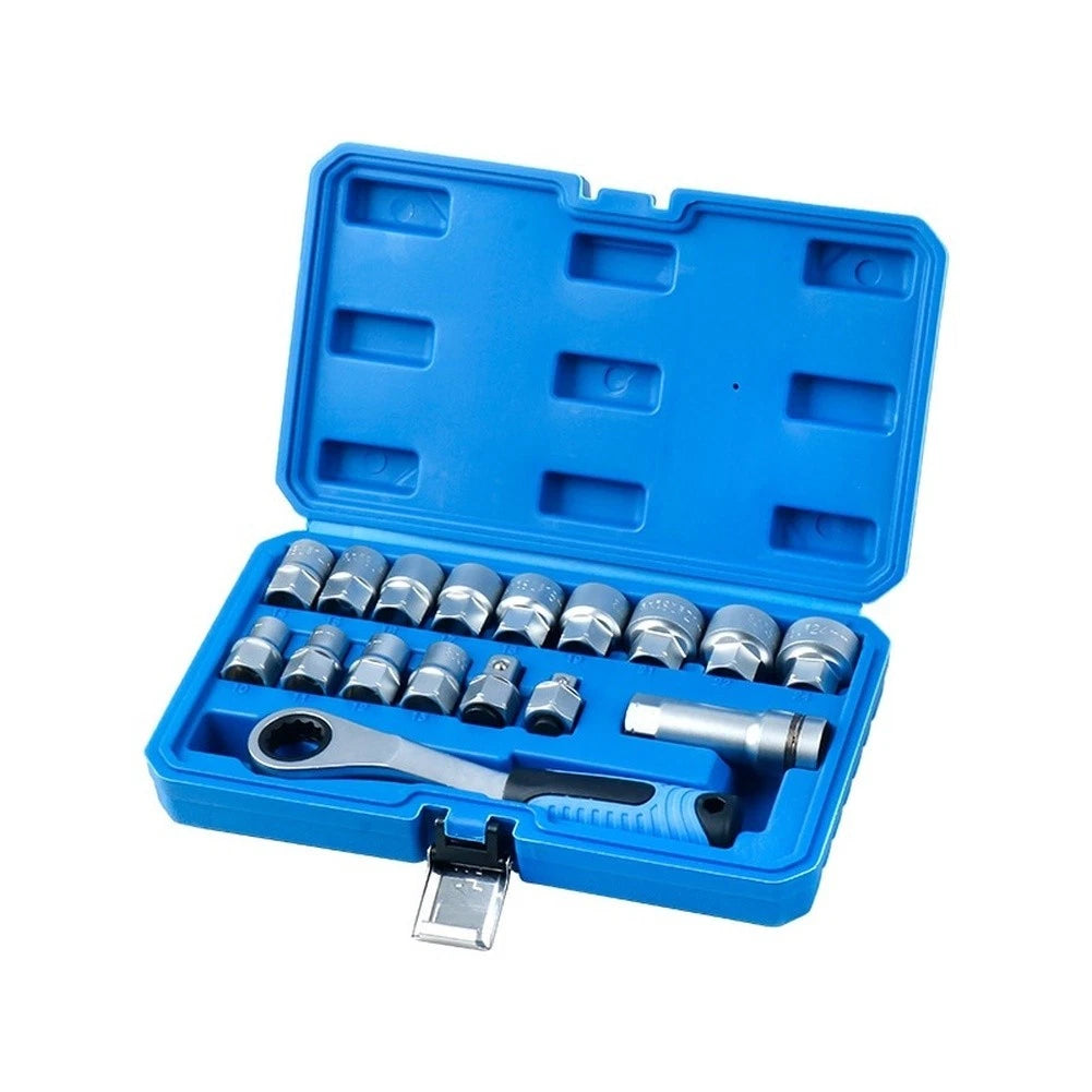 17pc 12-Point Pass-Through Socket Wrench Set for CRV-Compatible Applications