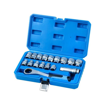17pc 12-Point Pass-Through Socket Wrench Set for CRV-Compatible Applications