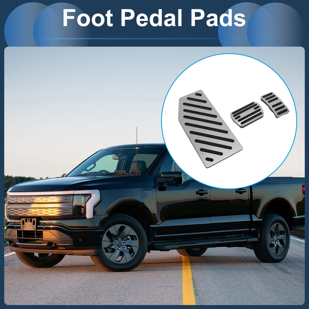 3 Pcs Automatic Foot Accelerator Pedal Covers for Ford Edge (2023) Silver Tone
