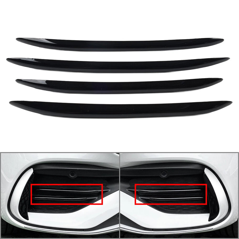 4X Black Front Bumper Splitter Canard for Mercedes Benz C-Class (2022–2023)