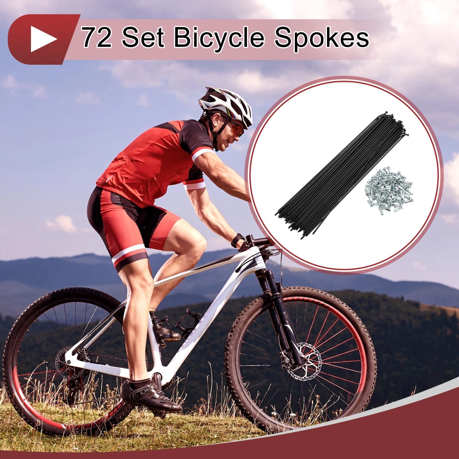 Bicycle Spokes Set Carbon Steel 274mm for 12G 72 Pack (All Makes Models)