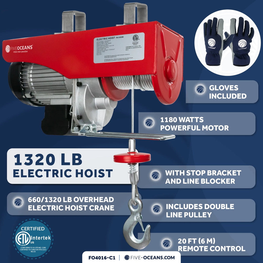 Electric Hoist Pulley System for Universal Applications (1320 lb Capacity)