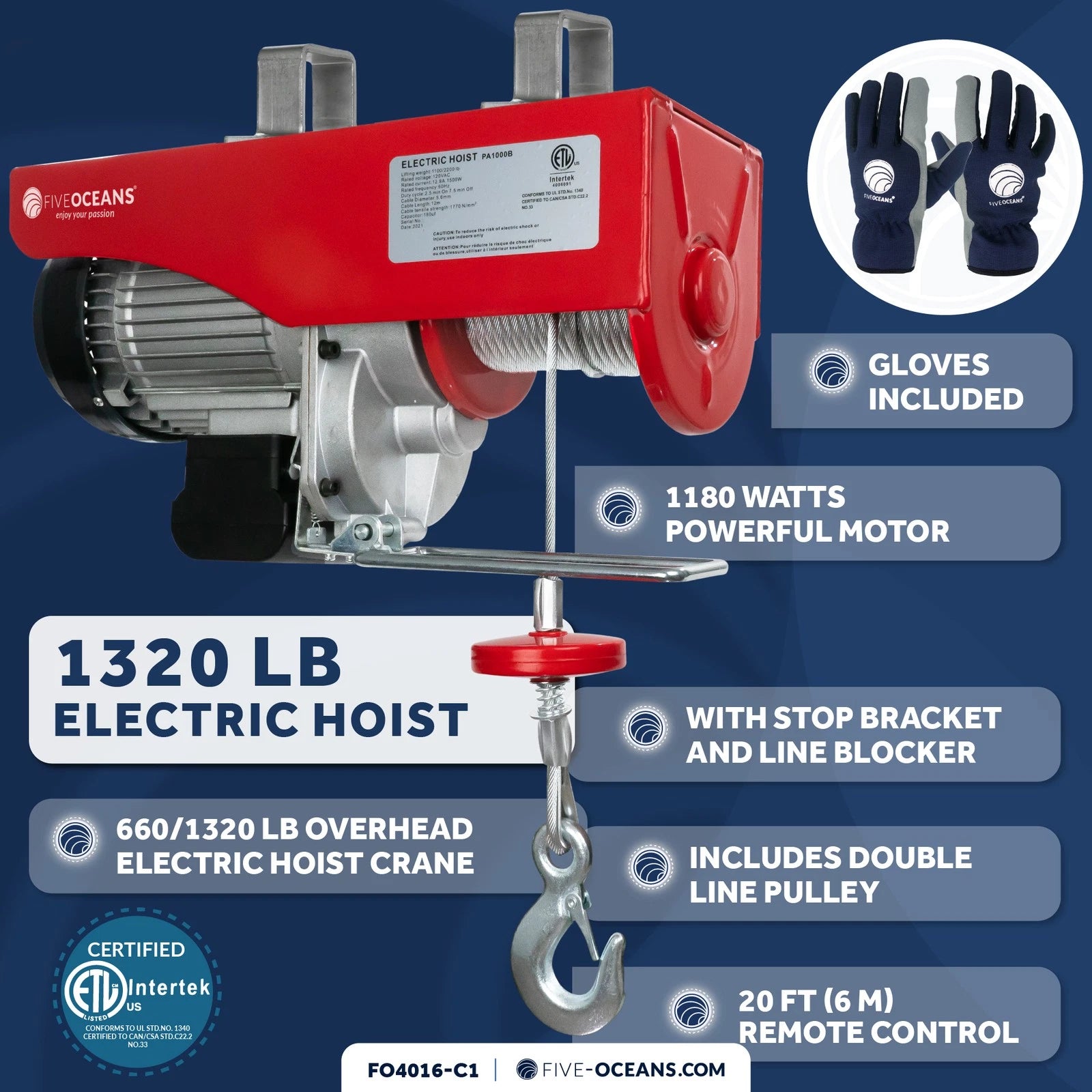 Electric Hoist Pulley System for Universal Applications (1320 lb Capacity)