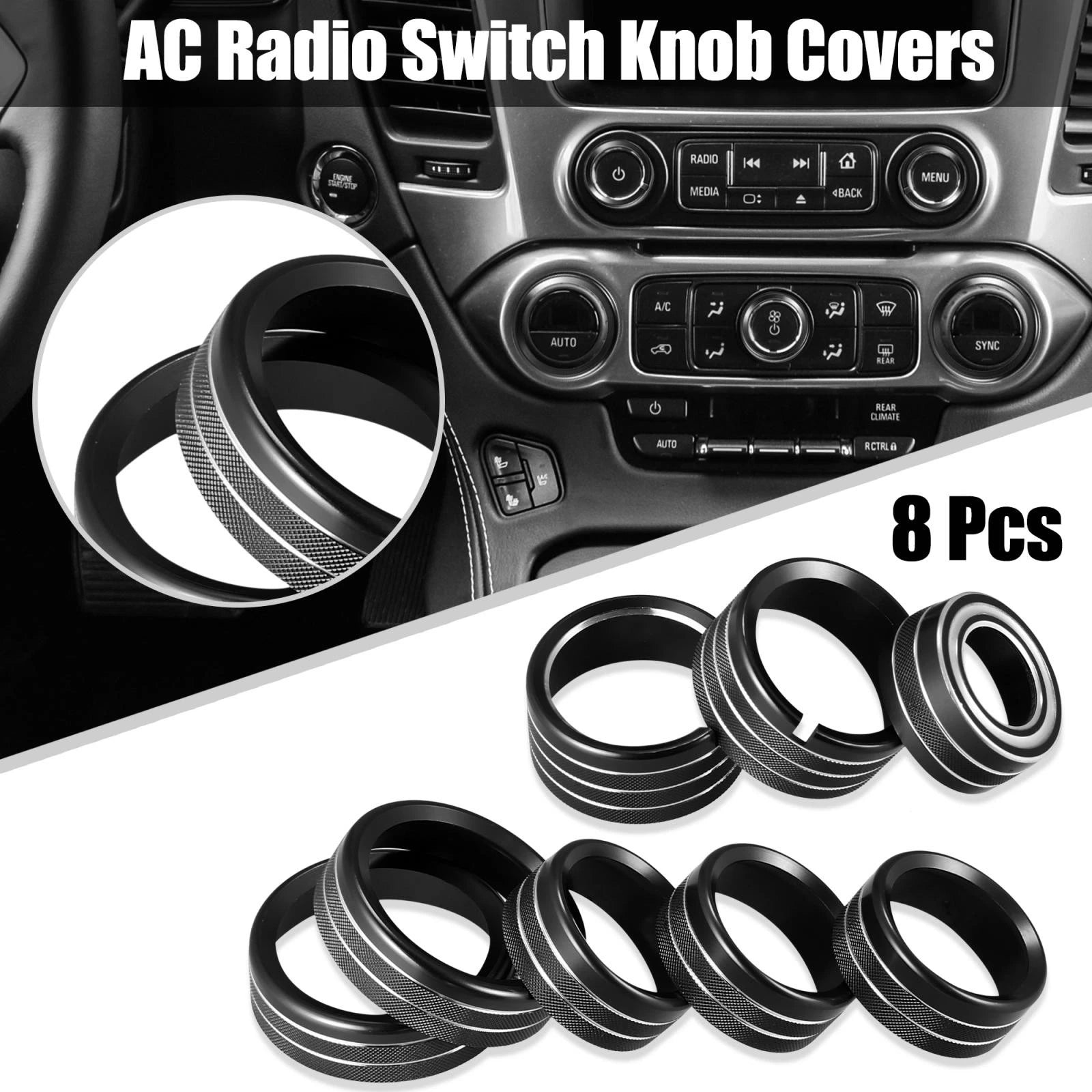 AC Radio Switch Knob Cover Set for Chevy Silverado GMC Sierra (2014–2018)