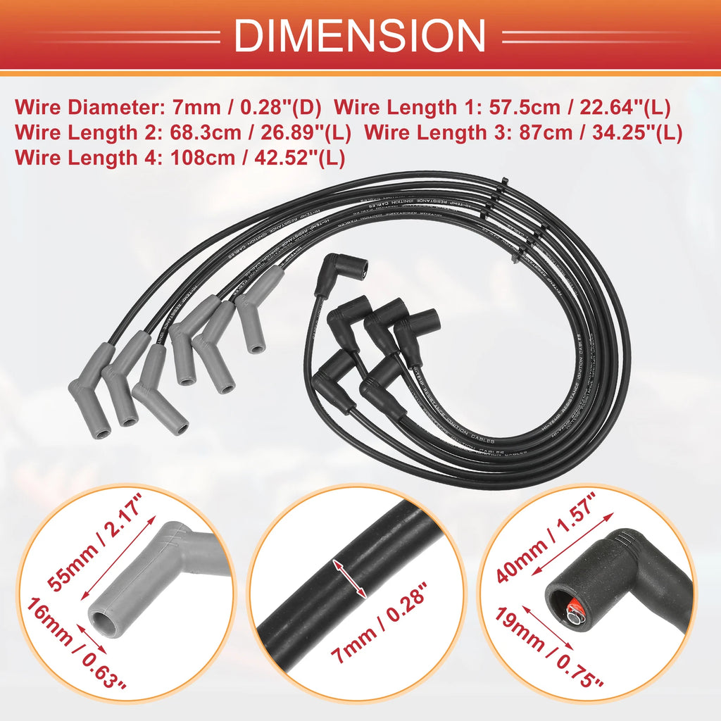 6X Spark Plug Wire Ignition Coil Cable No.AJ0318100 for Ford Ranger (2001–2003)