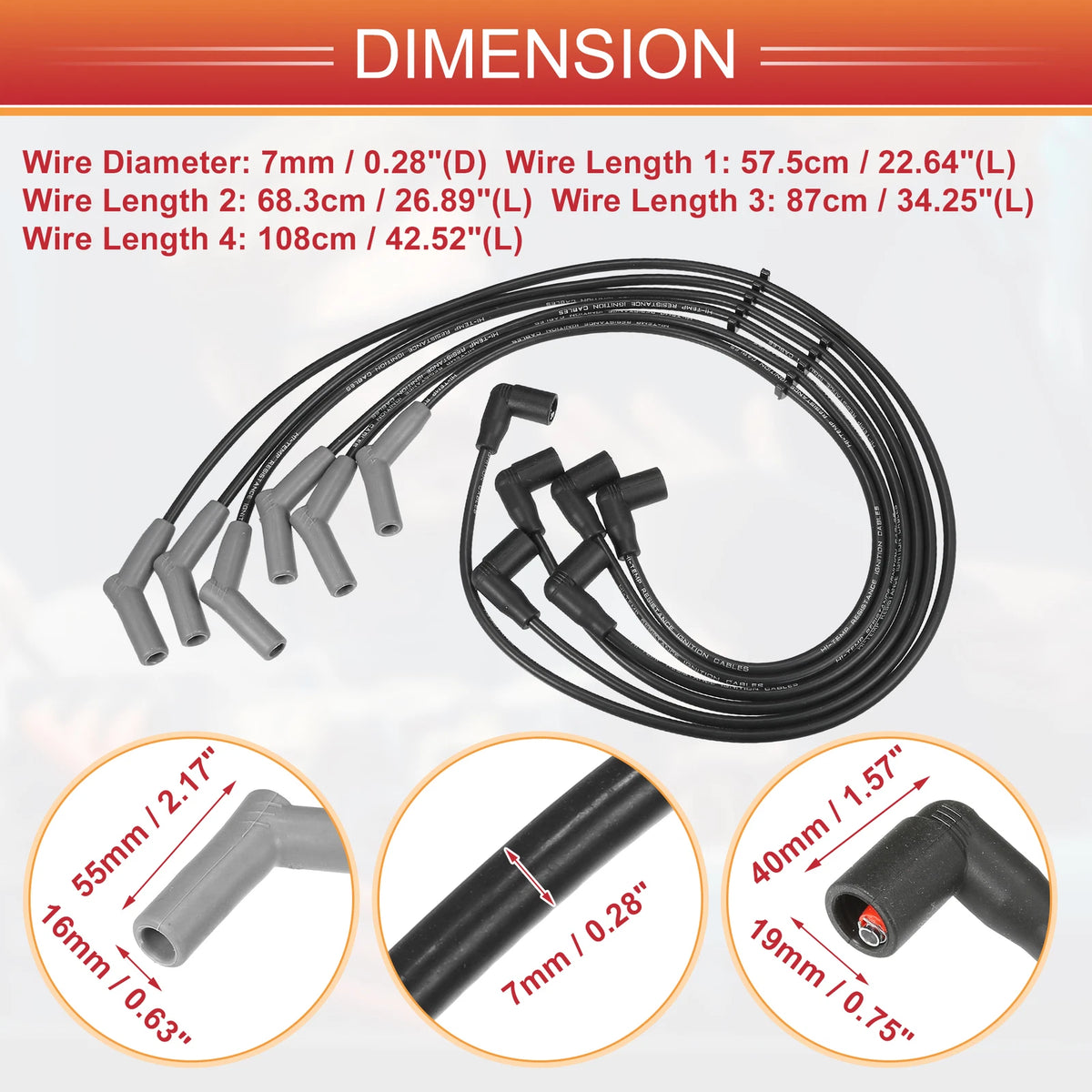 6X Spark Plug Wire Ignition Coil Cable No.AJ0318100 for Ford Ranger (2001–2003)