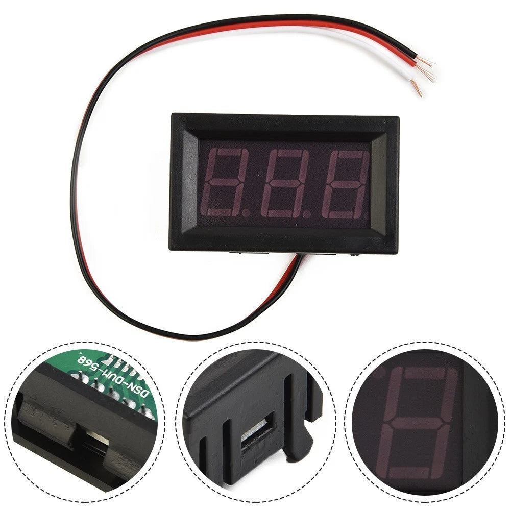 2 Wires Digital Display DC 5-120V Voltage Meter Blue LED Panel