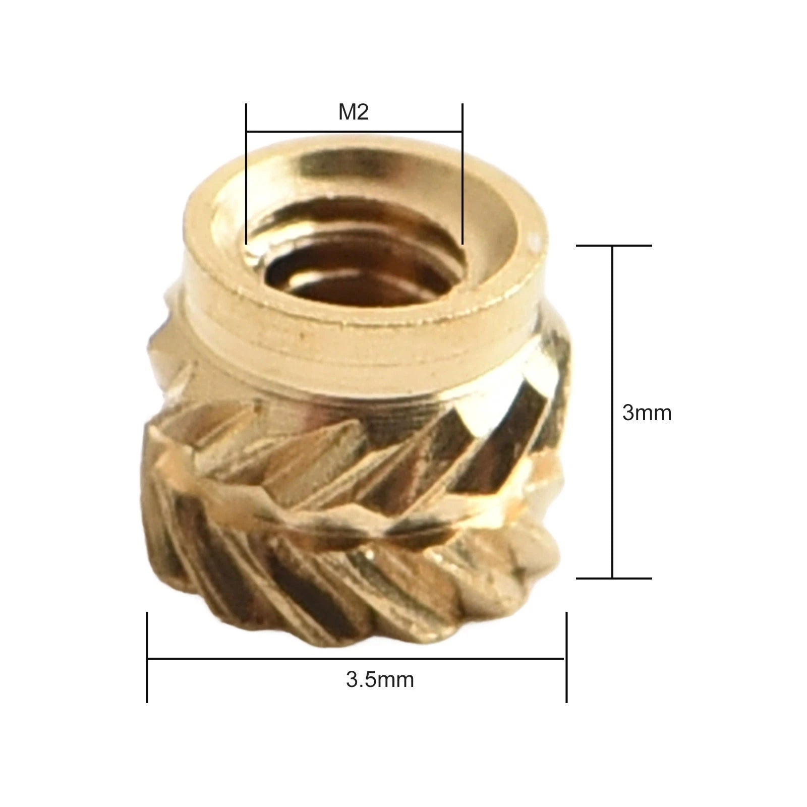 Set of 10 Solid Fixing Threaded Brass Insert Nuts for 3D Printing