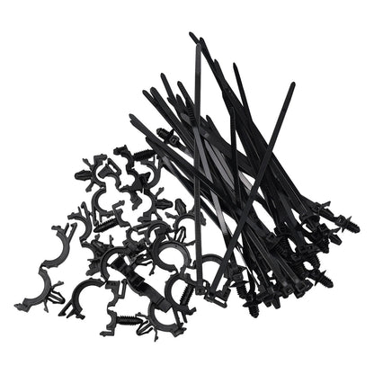Set of 45 Push Mount Zip Ties with Wire Routing Clips for Engine Bay