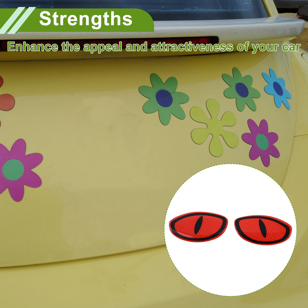 Reflective Bumper Decal for Universal Fit (Fluorescent Red, Devil's Eye)