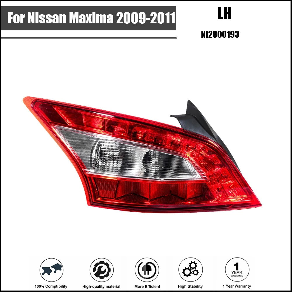 Tail Light Assembly for Nissan Maxima (2009–2011) Halogen Chrome Left Rear