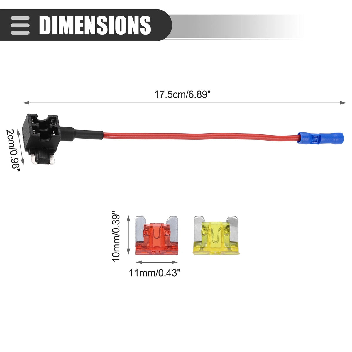 Circuit 12V Low Profile Mini Fuse Tap with 2x 10A 20A APS Fuses