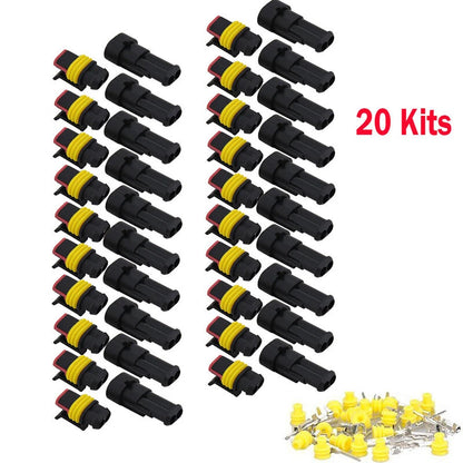 2X Waterproof Male Female Electrical Connector Plug Wire Kit for Universal