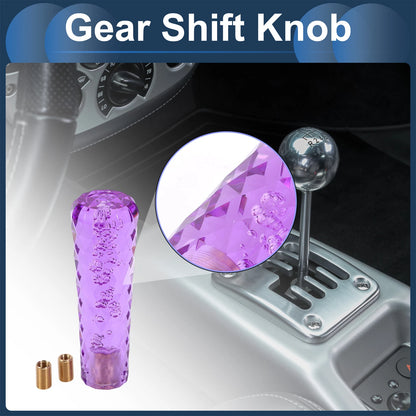 Set of 1 Gear Shift Knob for Universal Vehicles (15cm, Purple, 2 Adapters)
