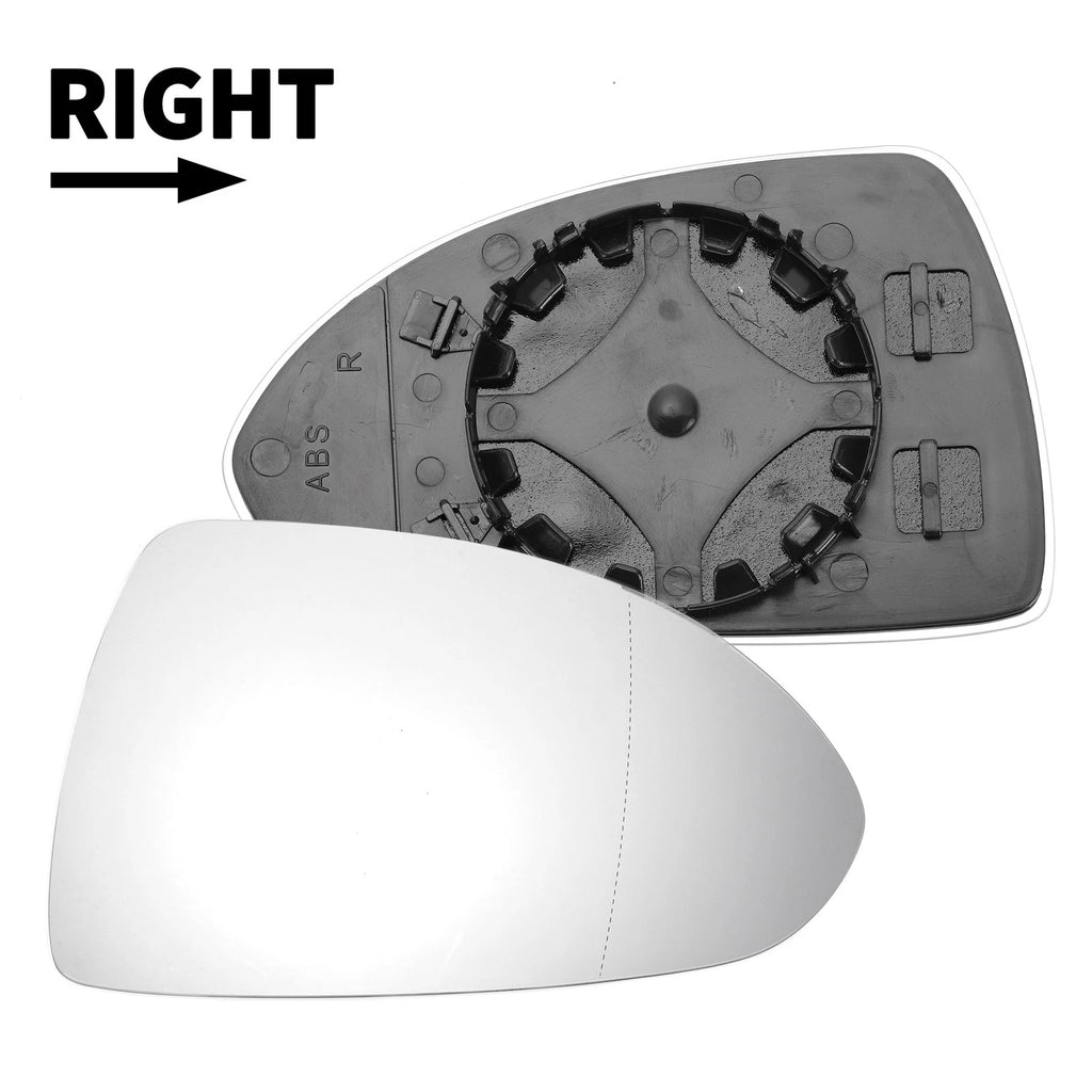 Right Side White Mirror Glass for Opel Corsa D (2006–2014)