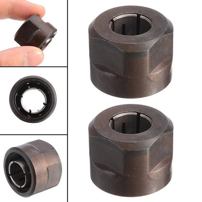 2X Collet Nut for Plunge Router 1/2" Metal 12.7mm Center Hole Black