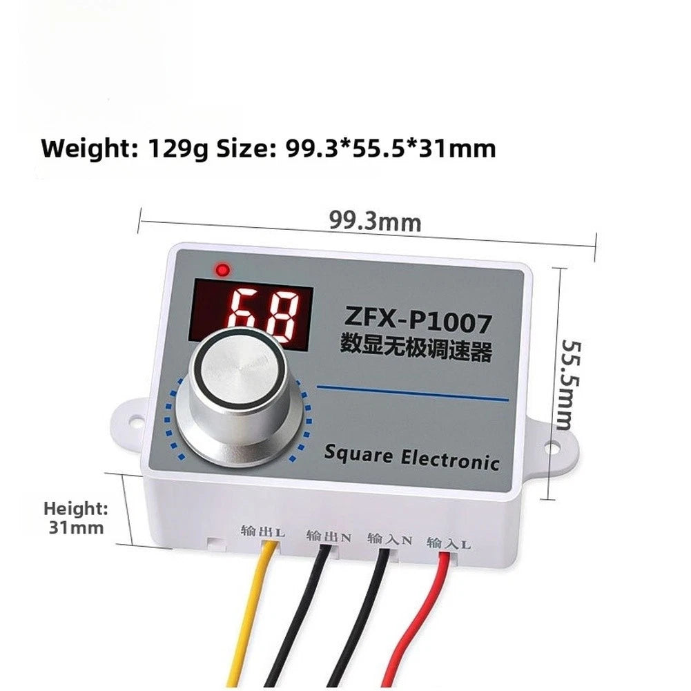 Digital Display AC Motor Controller 220V Speed Dimmer 1% Accuracy