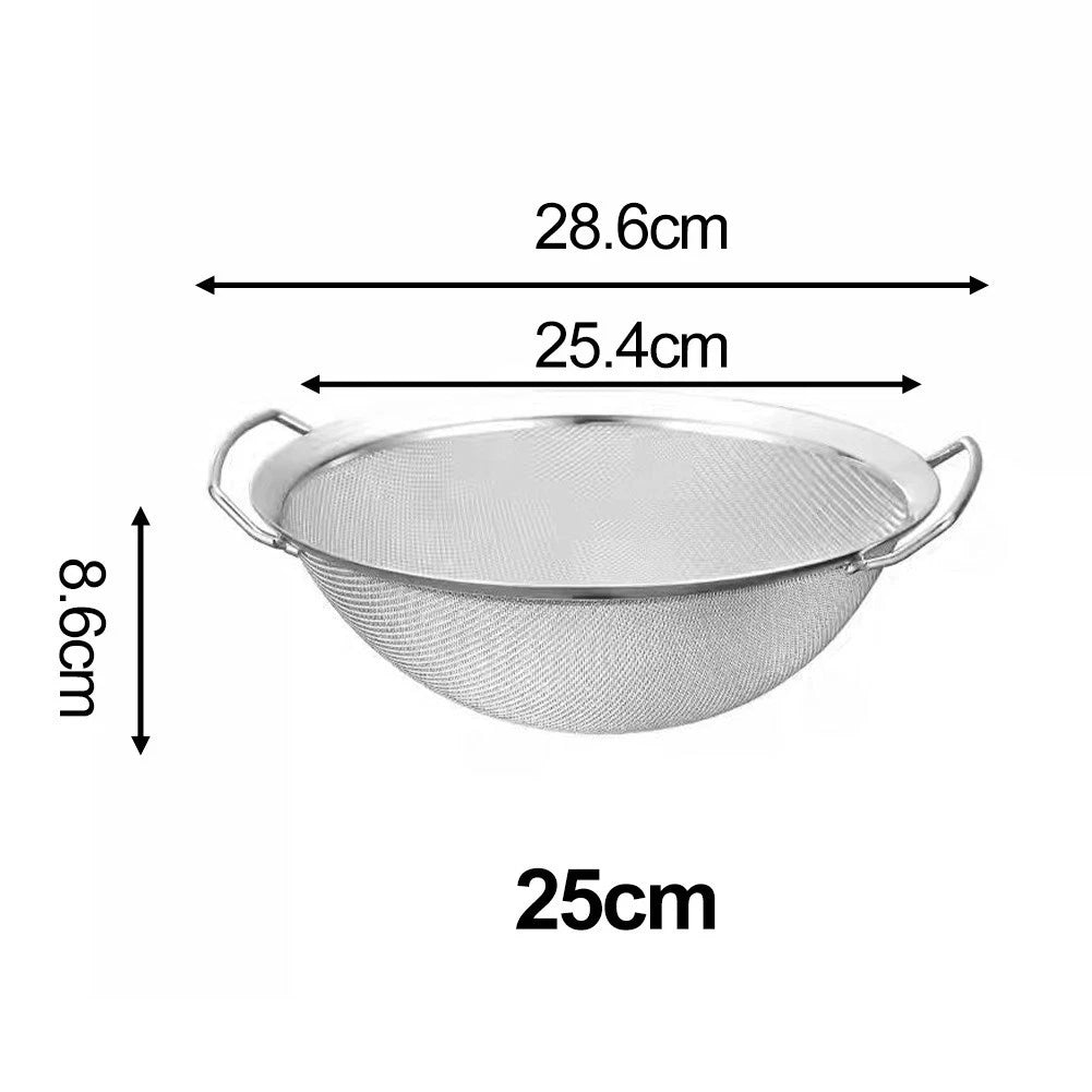 Stainless Steel Fine Mesh Colander with 2 Handles for Kitchen Use