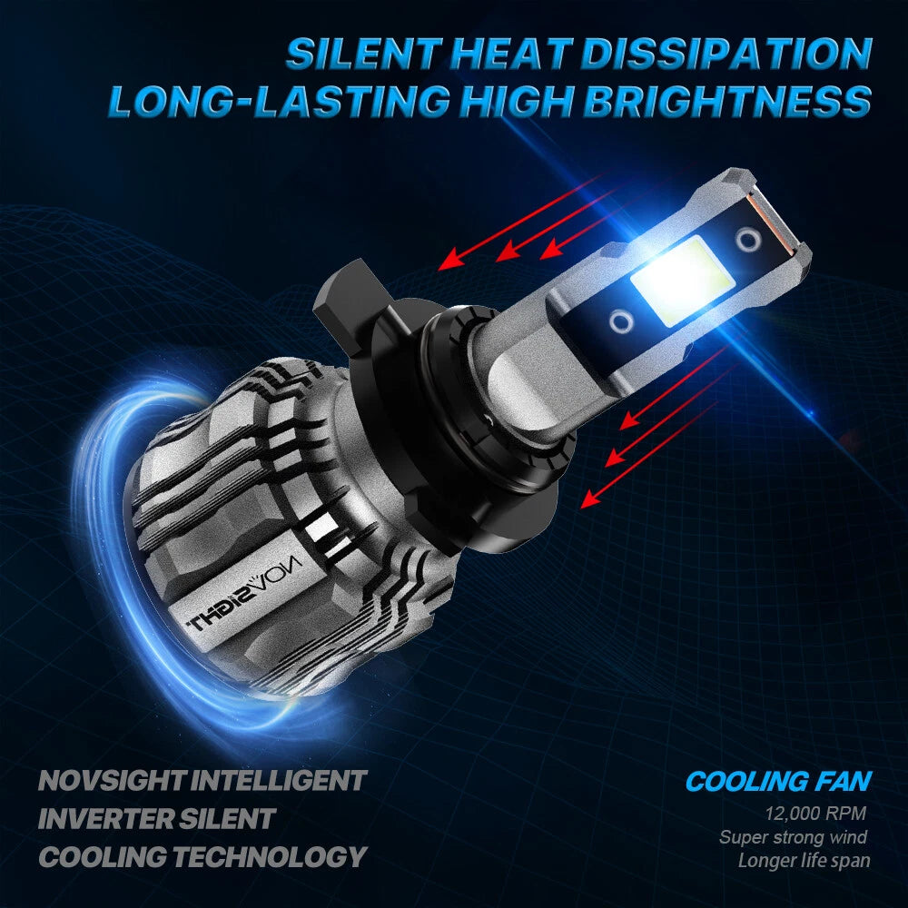 2X 9012 HIR2 LED Headlight Bulbs for High Low Beam (6500K)