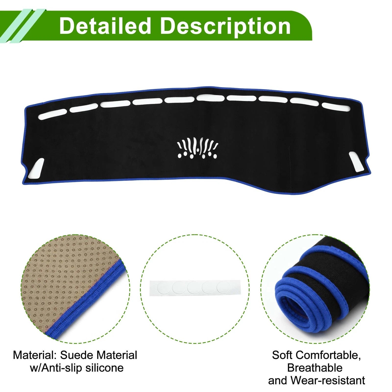 Dashboard Dash Cover Mat Replacement for Mercedes Benz C Class W205 (2015–2021) Black