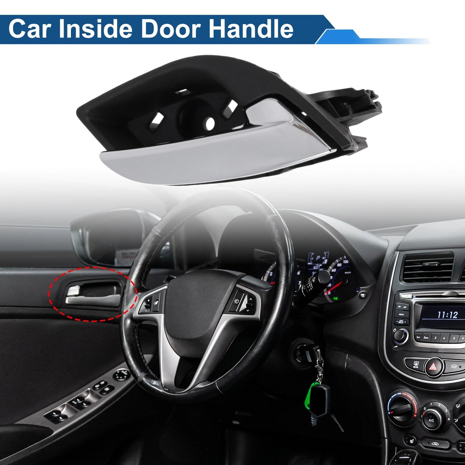 Front Driver Side Interior Door Handle for Buick Lacrosse (2009–2014) Black Chrome