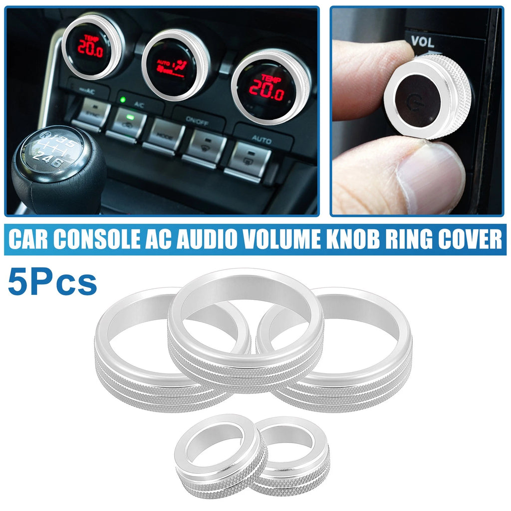 AC Audio Volume Knob Cover for Subaru BRZ GR86 2022 Silver Tone Set