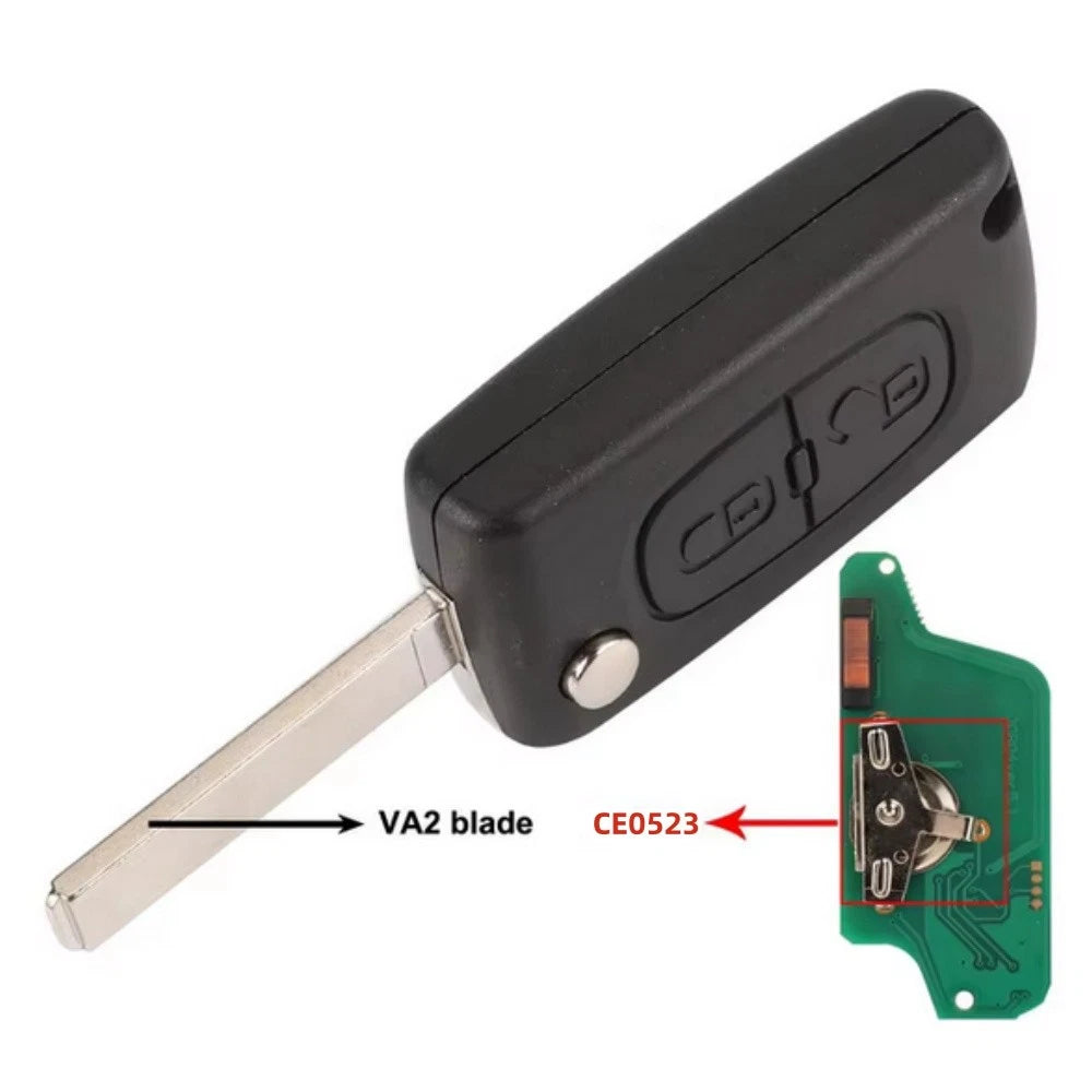 2X Remote Control Key for Peugeot 207 308 807 Citroen C2 C3 C4 (2006–2015)