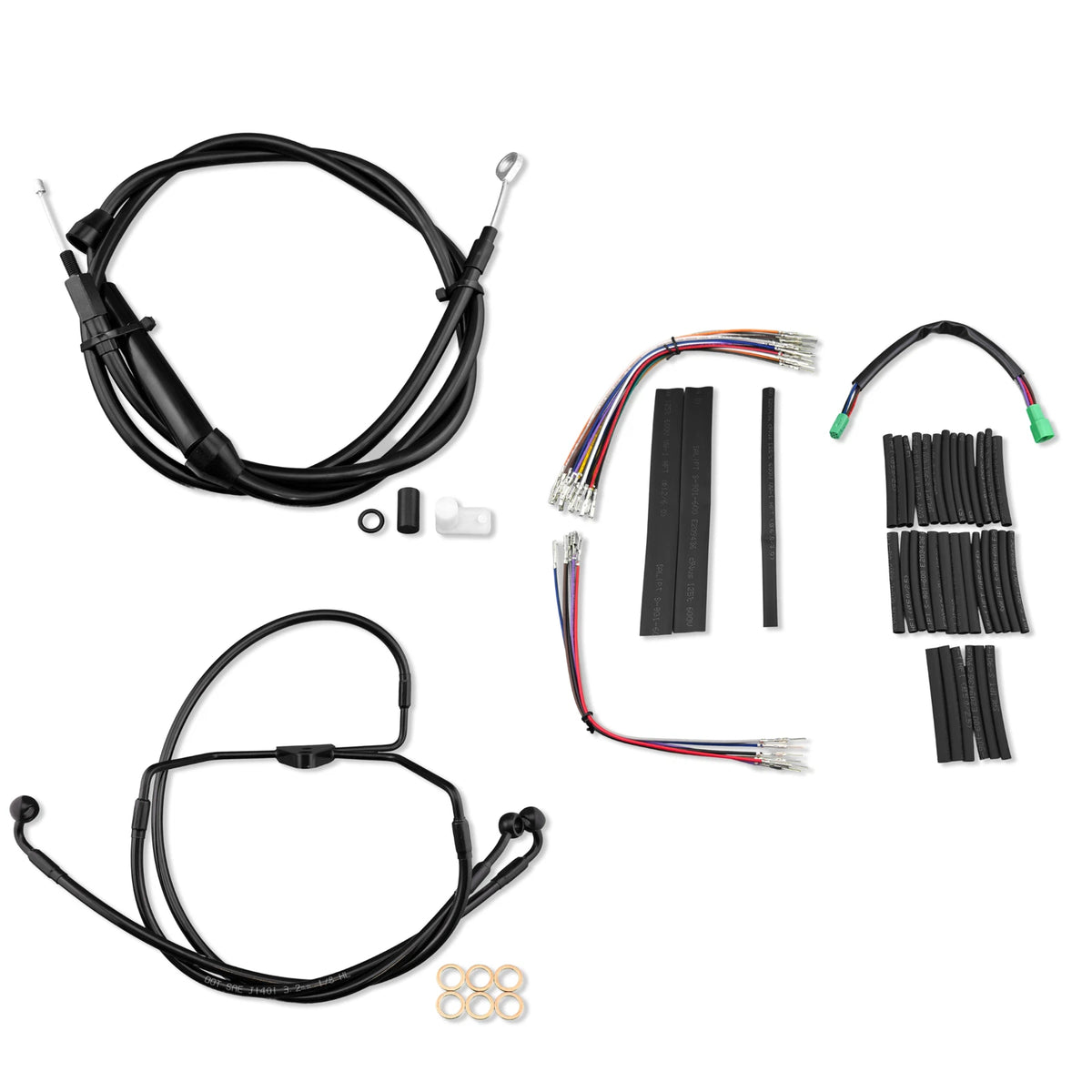 12" Extended Stainless Cable & Brake Line Kit for Harley Touring (2008–2013)