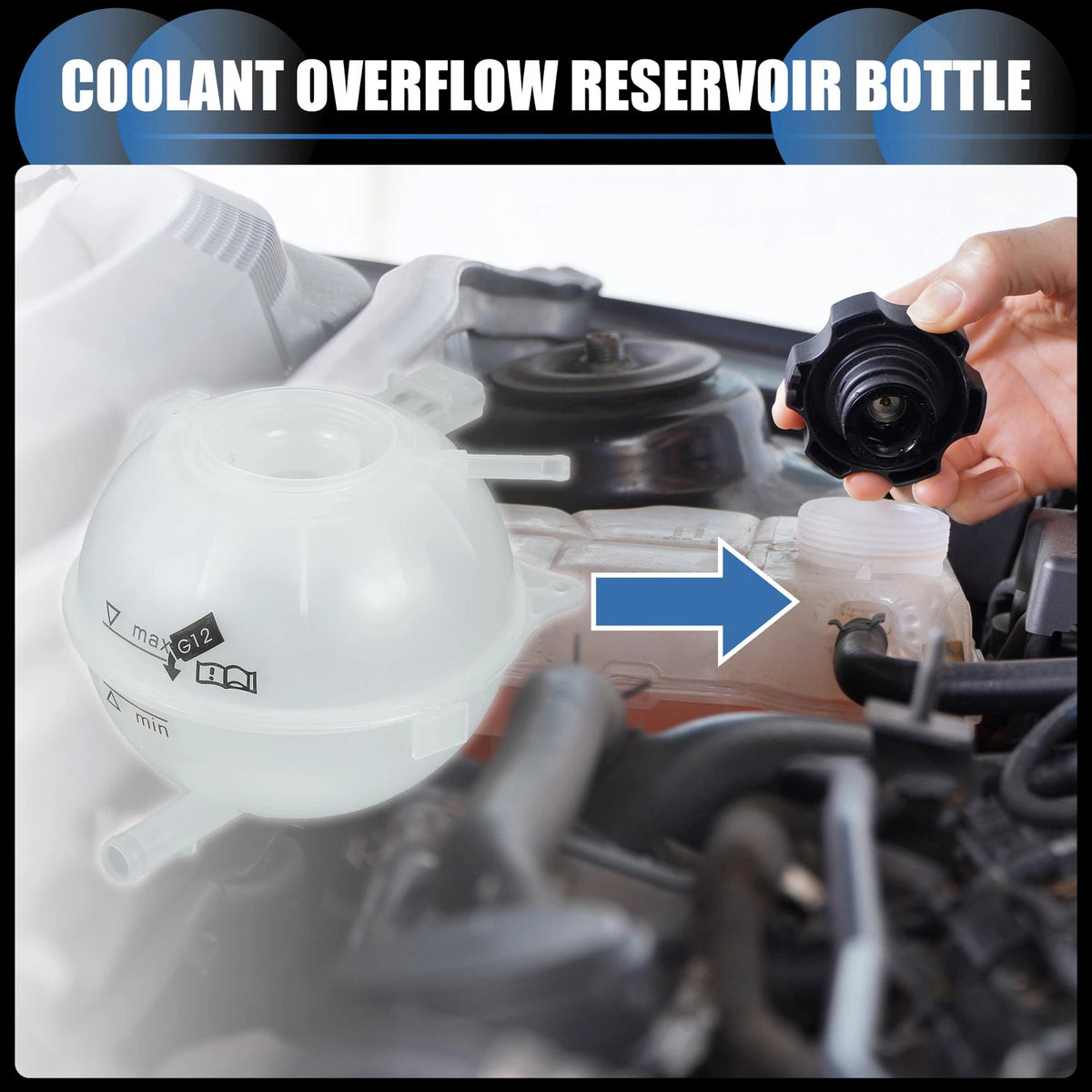 Coolant Expansion Overflow Tank W/ Sensor No. 6Q0121407 for Skoda Fabia (2001–2008)