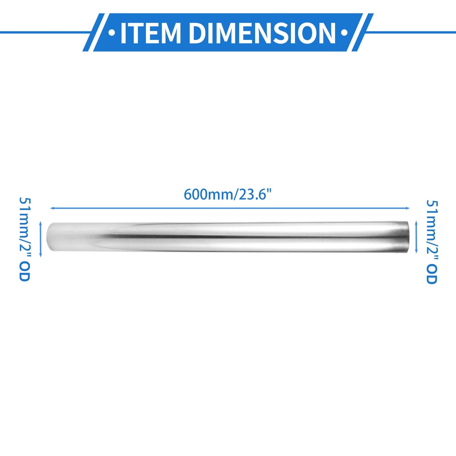 2" OD Straight Intercooler Pipe for Universal Applications (6061 Aluminum)