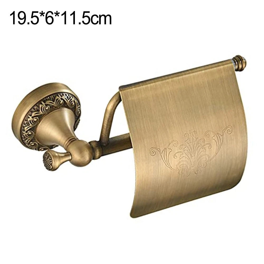 Brass Toilet Paper Holder for Standard Rolls (Wall Mounted, Retro Design)