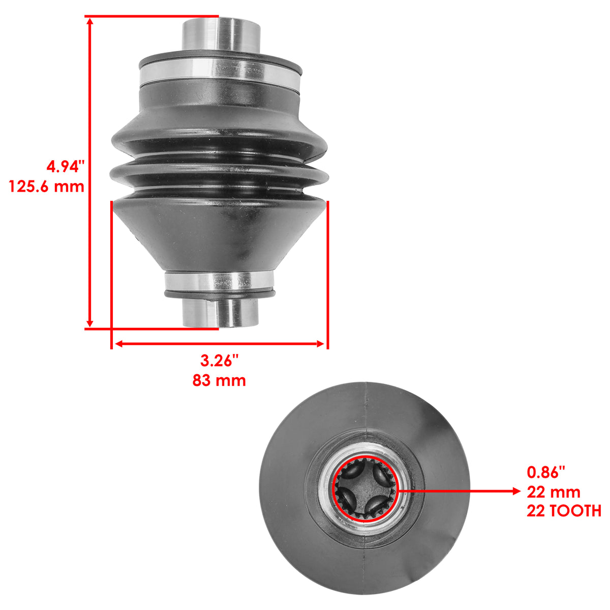 Caltric Rear Propeller Drive Shaft Yoke Replacement for Honda Pioneer (2014–2023)