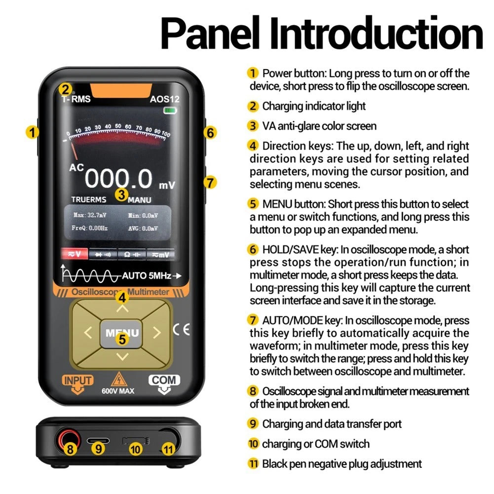 AOS12 Oscilloscope Multimeter for 2 in 1