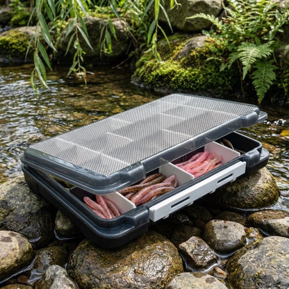 Adjustable Divider Tackle Box for Lures Hooks Swivels Beads (17.5x10.5x2.3cm)