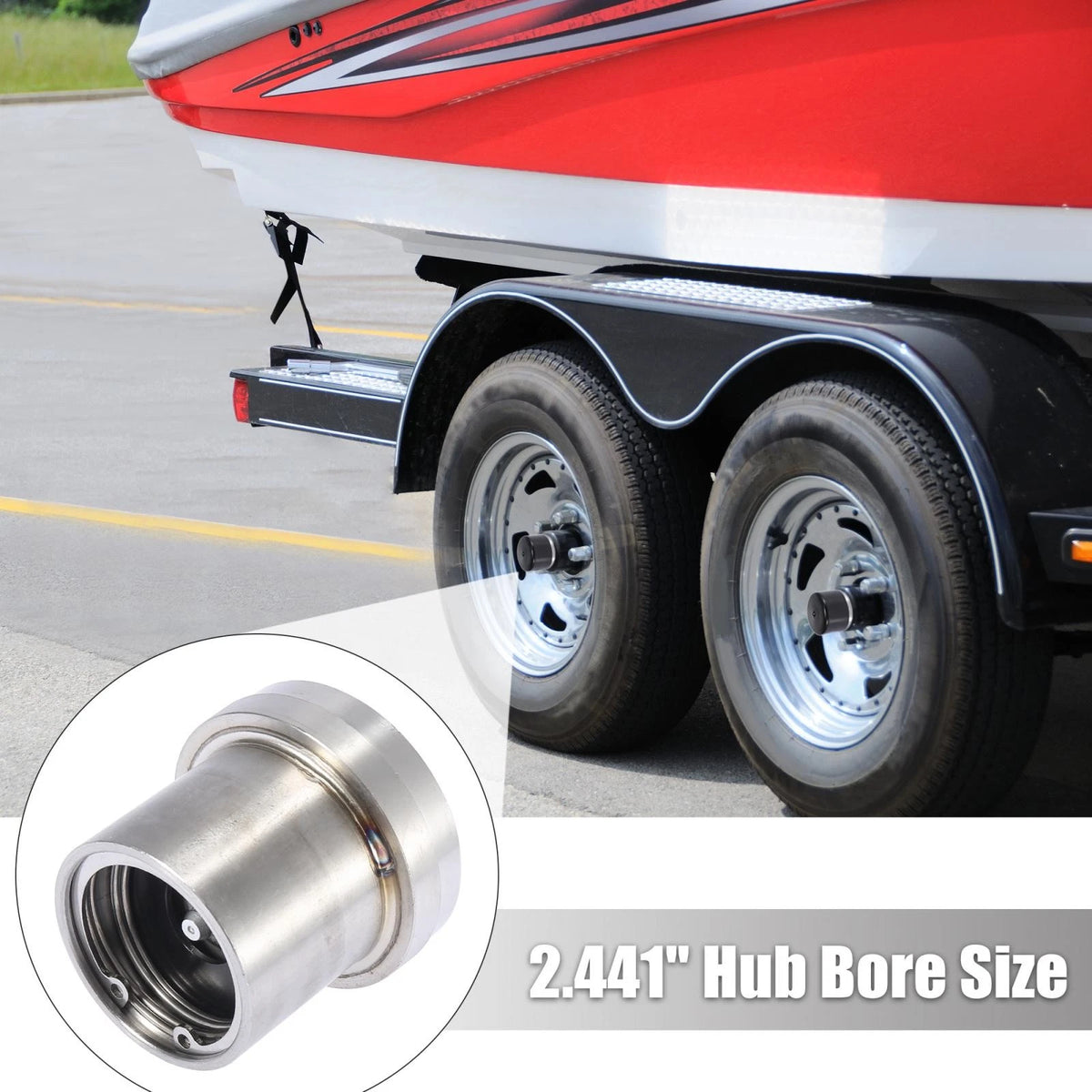 4pcs Trailer Bearing Set with Grease Dust Cap for Boat Trailer (2.441") (—)