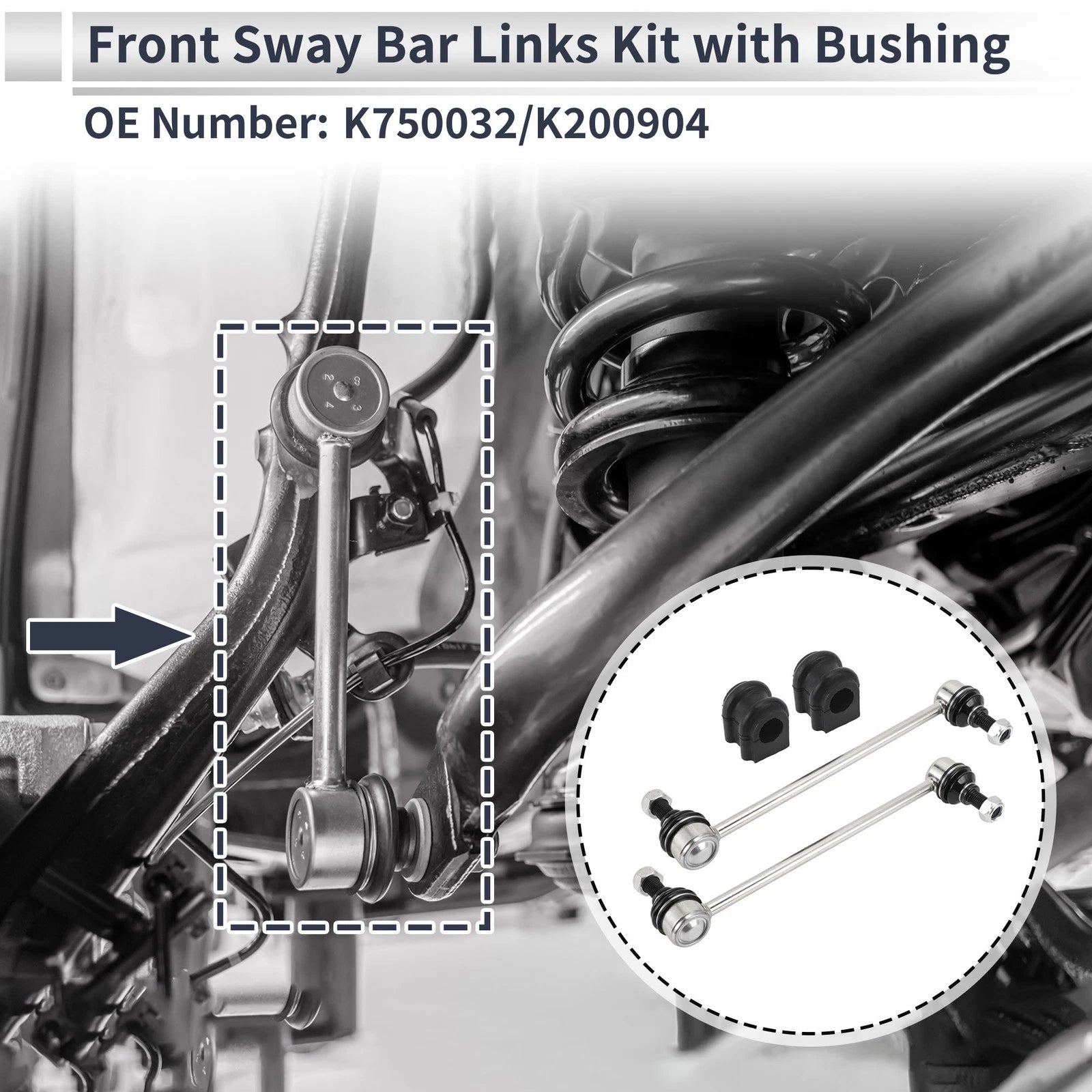 Front Stabilizer Bar Links 2pc with Bushings for Kia Magentis (2006–2010)