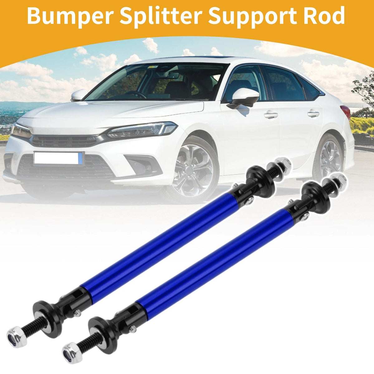 2X Adjustable Front Bumper Lip Splitter Strut Support Bars for