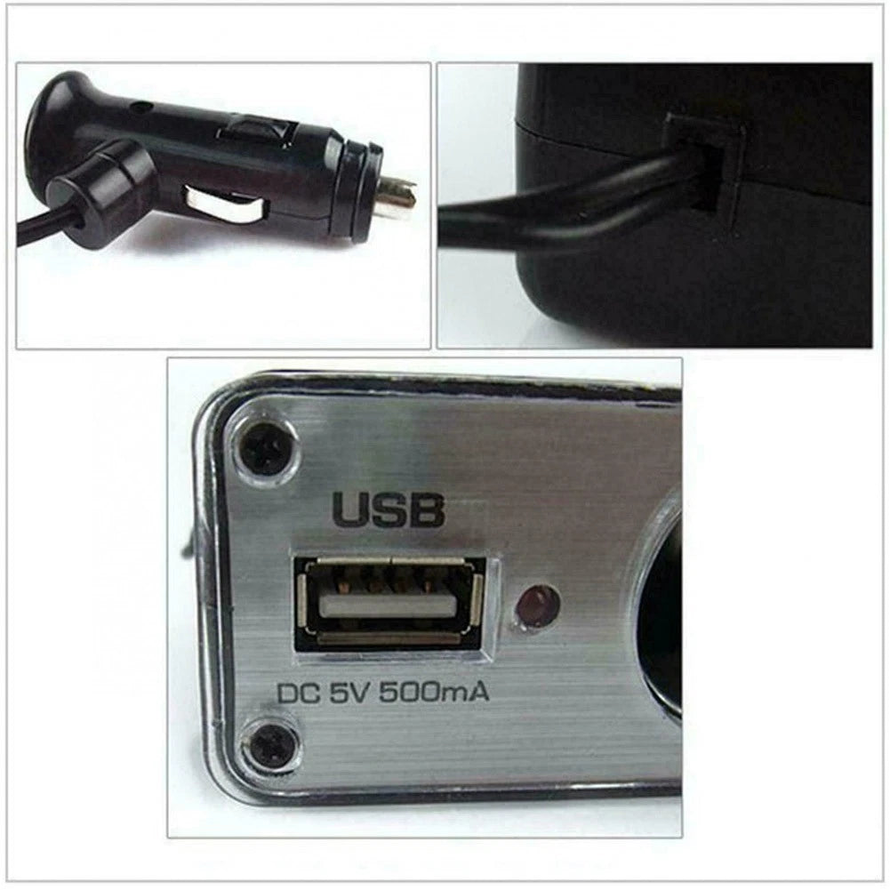 12V Car Triple Socket Splitter USB Charger Adapter for Convenience