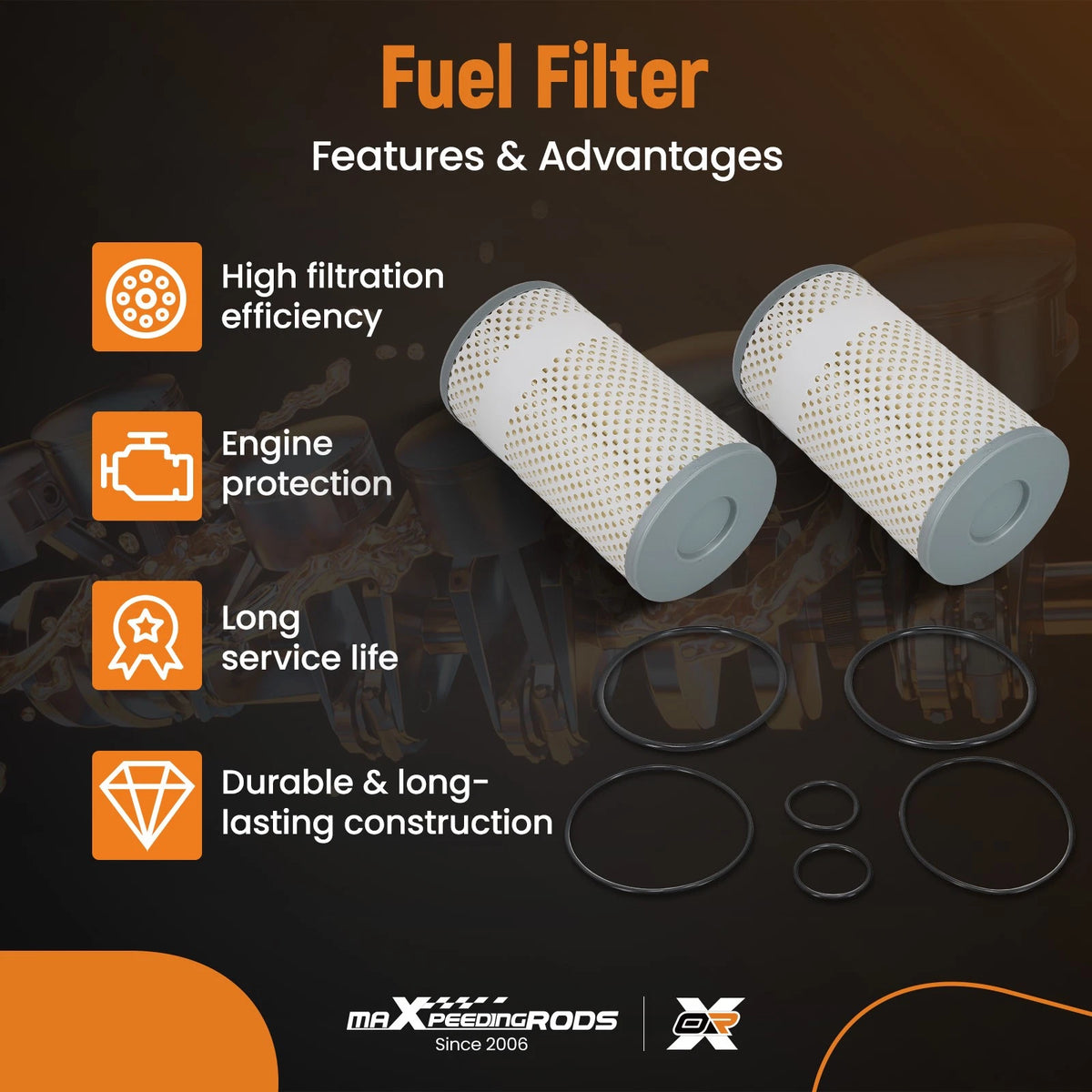 2X Fuel Filter for International 9900I Peterbilt 367 (2000–2017) FF5369W FF5369