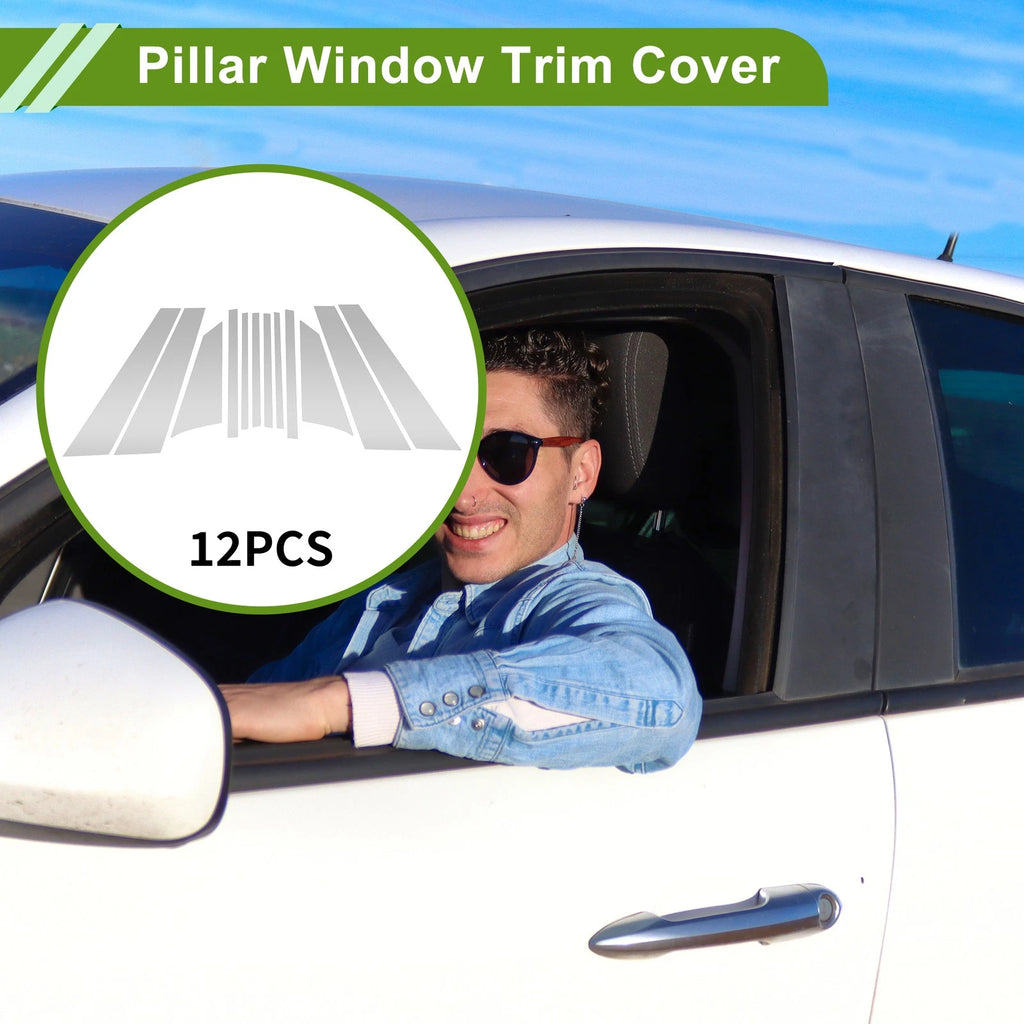 12 Pcs Door Pillar Window Trim Silver Tone for BMW 2-Series (2016–2019)