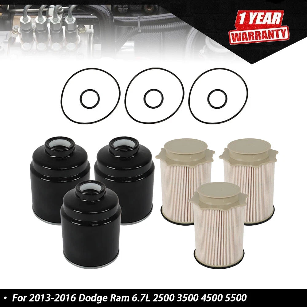 Set of 3 Fuel Filter Kit for Dodge Ram 2500 3500 4500 5500 (2013–2016)