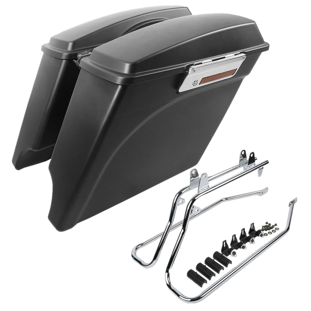 Matte Black Hard Saddle Bags with Conversion Bracket for Harley Softail (1984–2017)