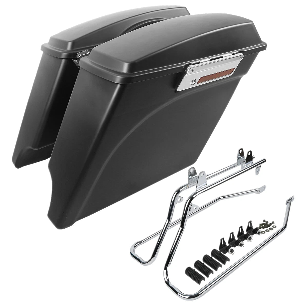 Matte Black Hard Saddle Bags with Conversion Bracket for Harley Softail (1984–2017)