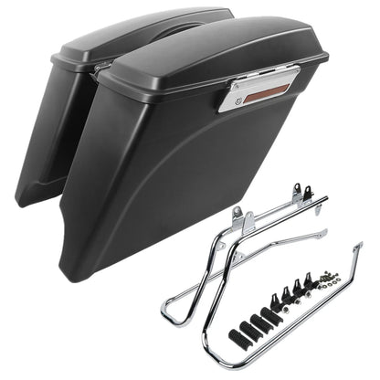 Matte Black Hard Saddle Bags with Conversion Bracket for Harley Softail (1984–2017)