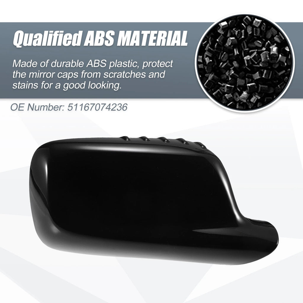 Right Side Mirror Cover Cap Gloss Black for BMW 3 Series E46, 7 Series E65 E66