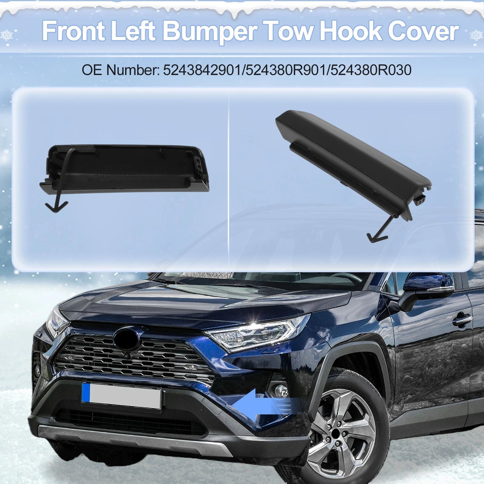 Tow Hook Cover Cap Left Front Replacement for Toyota Avensis (2015–2018)