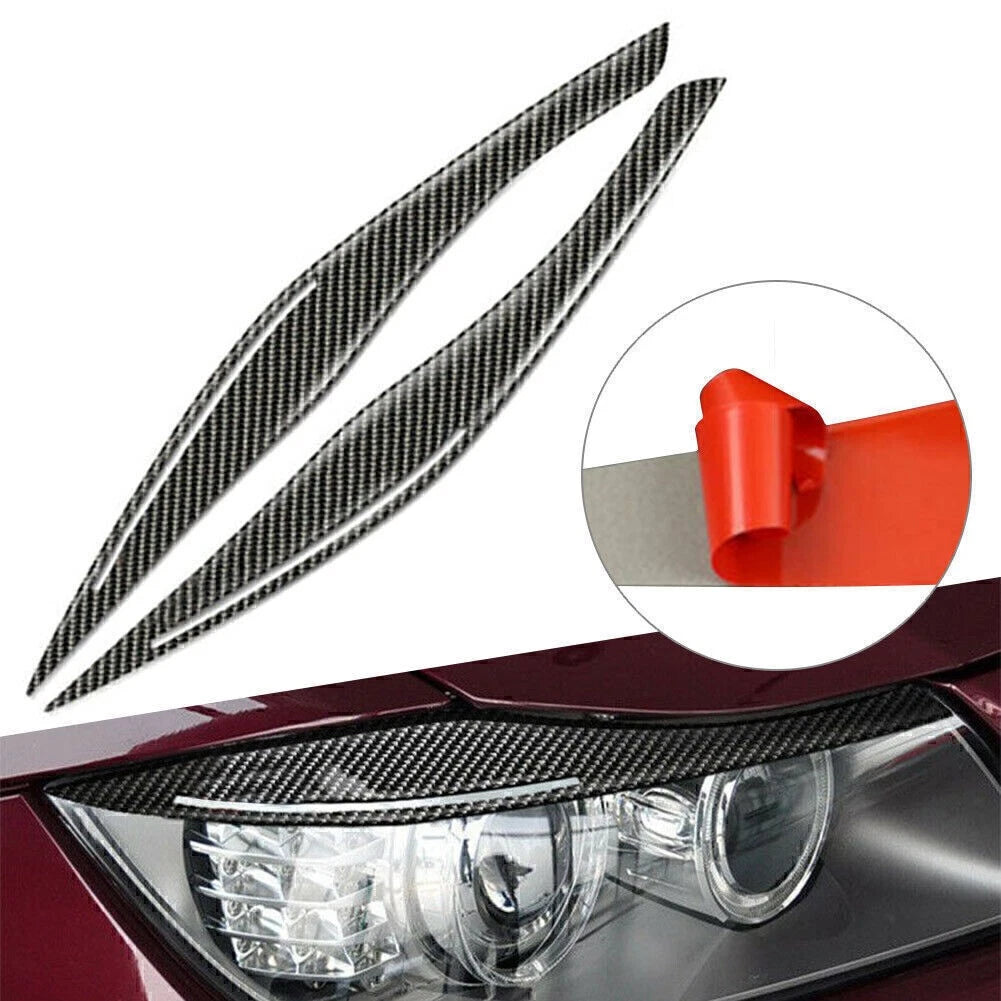 Carbon Fiber Headlight Eyelid Eyebrow Cover for BMW E90 E91 328i 335i (2006–2012)